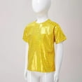 thumbnail image 4 of HXWCHs toddler boys polo shirt Boys Graphic Tee Square Sequins Checkered Shiny Short Sleeve Performance top for Outdoor Sports Casual Wear 2 19 Years Gold 10-11 Years, 4 of 4