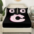 thumbnail image 3 of Erosebridal Initial Letter C Sheet Set Twin, Black Pink Bedding Sets Twin Size, Kawaii Bow-tie Reversible Twin Sheet Sets, Lightweight Room Decorative, 3pcs, 3 of 7