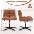 thumbnail image 3 of Costway Armless Office Desk Chair Modern Swivel Vanity Chair with Adjustable Height Brown, 3 of 11