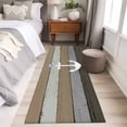 thumbnail image 5 of White Anchor Washable Runner Rugs 2'x6', Costal Brown Grey Stripes Wood Grain Bottom Low Pile Throw Entryway Rug Non-Slip Sturdy Edge Binding Carpet for Indoor Bedside Entrance Bedside, 5 of 9