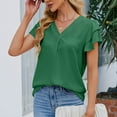 thumbnail image 5 of WIZUTIZ Plus Size Tops for Women Sales Cotton Soft T-shirt Solid Breathable Plus Size Short Sleeve Tshirts Flowy Ladies Blouse Ultra Soft Loose Fit Tee Fashion Vintage V-Neck Tops Green XL, 5 of 6