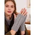 thumbnail image 2 of Gustave 2 Pairs Knitted Fingerless Gloves for Women Winter Warm Mittens Stretchy Half Finger Texting Gloves Arm Warmers with Thumb Hole for Driving Cycling Working, 2 of 8
