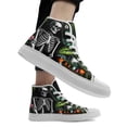 thumbnail image 2 of Coolcustomize Gothic Punk High-Top Sneakers for Men Size 11 1/2, Skeleton & Botanical Art Design Print, Black Street-Style Canvas Shoes, Fashion Trendy Footwear, Wide Fit Casual Shoes for Daily Wear, 2 of 5