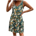 thumbnail image 2 of Ovzne Robes Grande Taille pour Femmes aux Formes Robe de Plage Décontractée pour Femmes avec Poches Robe d'Été Bohème de Plage Robe T-Shirts Robe à Col en V Ample Robes Débardeur Robe Maxi Grande Taille Imprimée Liquidation, 2 of 5