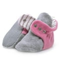 thumbnail image 3 of Anti-Slip Sole, Fleece Baby Booties, Newborn Home Booties, Sweat Proof Organic Cotton Lining, Gray Pink, 3 of 7