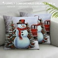 thumbnail image 3 of Fenyluxe Snowman Christmas Tree Red Truck Pillow Cushion Covers Zipper Closure Winter Short Plush 1PC 12x12in, 3 of 5