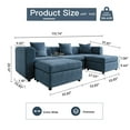 thumbnail image 2 of QEZEOM Modular Sectional Sofa, U Shape Sofa 5 Seater, Modern Velvet Fabric Couch with Storage Ottoman for Living Room Apartment Office, Blue, 2 of 7