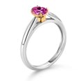 thumbnail image 3 of Gem Stone King 0.50 Ct Oval Pink Created Sapphire 10K White and Yellow Gold Solitaire Engagement Ring (Size 5), 3 of 4