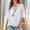 White, variant on Women's Linen Casual Loose Blouse 3/4 Sleeve V Neckline Chinese Traditional Clothes with Frog Button Tops