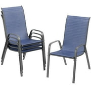 Arlopu Set of 4 Outdoor Patio Dining Chairs with Textilene, Metal Frame