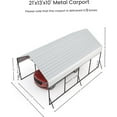 thumbnail image 2 of 2025 New Metal Carport 13'x21' Heavy Duty, Steel Carport with 10 ft Height and 16 Ga. Reinforced Poles, Permanent Shed for Full-Sized Pickup Trucks, Bass Boats, and Tractors, 2 of 6