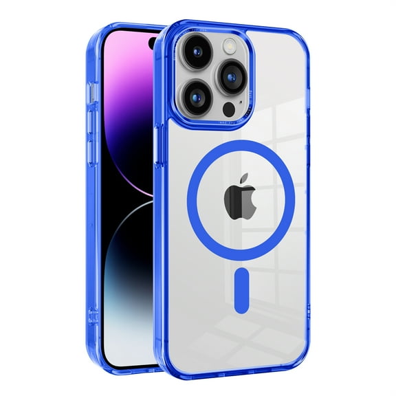 ELEHOLD Magnetic Clear Case for iPhone 15 Pro Transparent Clear Back Hybrid Hard PC Shockproof TPU Bumper Anti-Yellowing Slim Mag Safe Compatible Protective Case for iPhone 15 Pro,darkblue