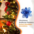 thumbnail image 3 of Ounissouiy 10 piezas Navidad flores artificiales brillo diseño hueco boda Kits de decoración para fiestas azul, 3 of 6