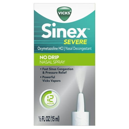 Sinex Severe No Drip Nasal Spray with Powerful Vicks Vapors, by Vicks, 0.5 fl