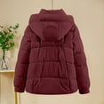 thumbnail image 4 of Women's Winter Puffer Jacket Detachable Hooded Jacket Casual Snow Coat with Pockets Wine 2XL, 4 of 4