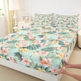 thumbnail image 3 of Feelyou Spring Flower Floral Full Size Sheets, Palm Leaf Botanical Bed Sheets, Teens Kids Girls Women Sheet Sets, Ultra Soft Bedroom Decor, 4 Pieces, 3 of 7