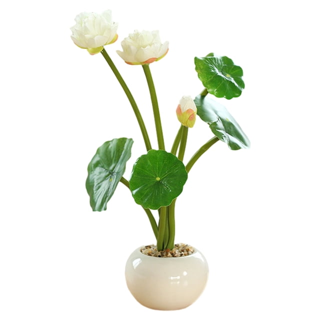 Loto pequeño bonsái redondo plantas falsas decoración interior flores falsas plantas verdes artificiales
