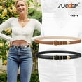 thumbnail image 3 of SUOSDEY Women Leather Belts for Jeans Gold Buckle Ladies Leather Belt 2 Pack, 3 of 7