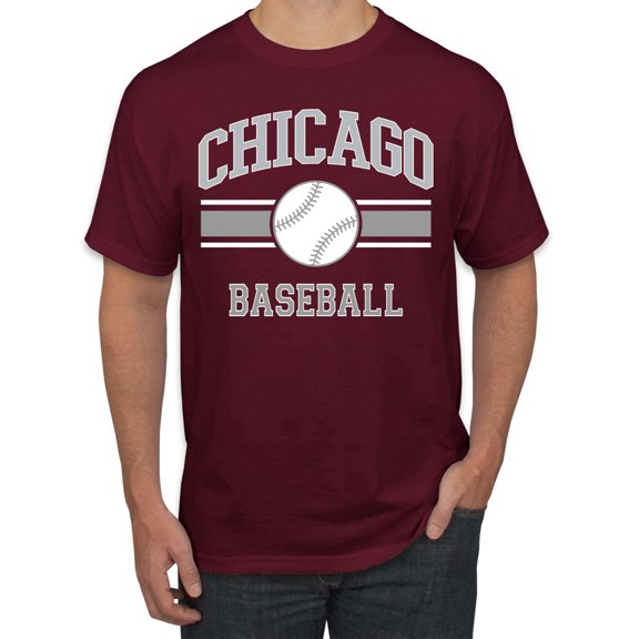 Wild Bobby City of Chicago CHI American Baseball Fantasy Fan Sports Men's T-Shirt, Maroon, 3X-Large