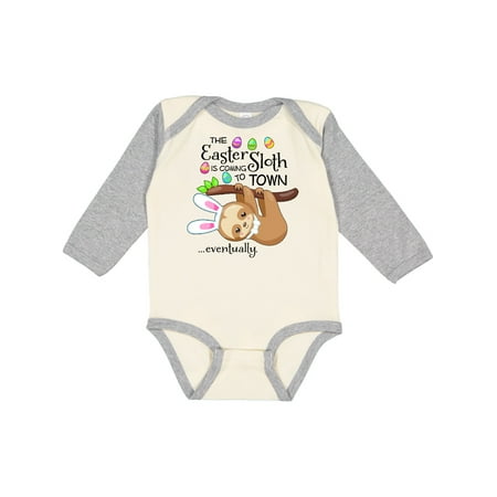 

Inktastic Easter Sloth with bunny ears- funny Gift Baby Boy or Baby Girl Long Sleeve Bodysuit