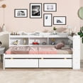 thumbnail image 2 of Miekor Furniture Twin Bed with L-shaped Bookcases,Drawers, White S00096, 2 of 9