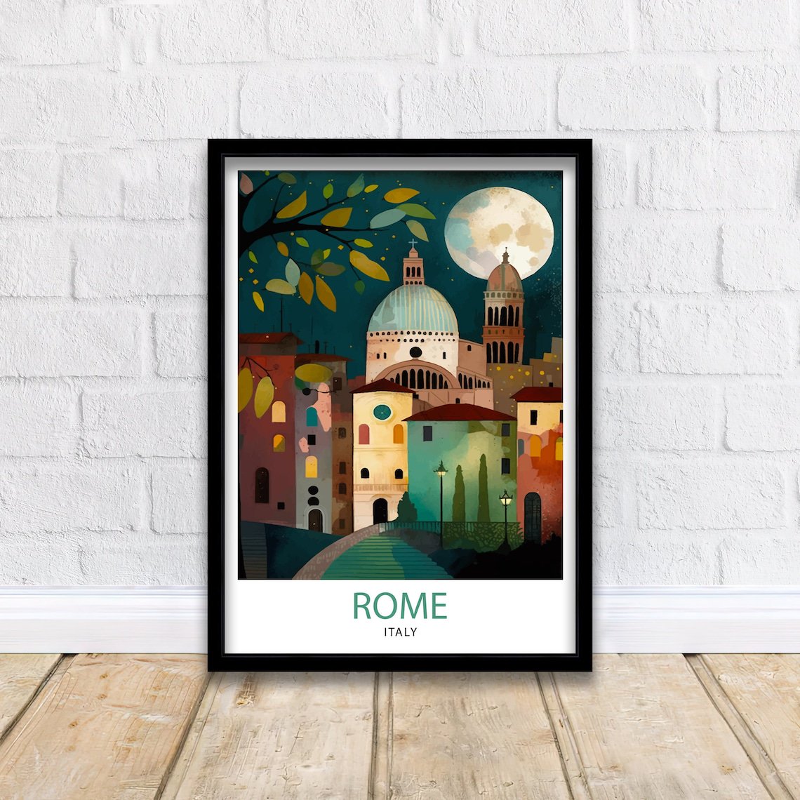 Rome Italy Travel Poster: Colorful Cityscape Art Print, Poster Only