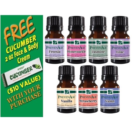 - Prevenage Set of 7 Nature Set Fragrance Oils - Freesia, Honeysuckle, Jasmine, Lilac, Strawberry, Vanilla and Violet - 10 mL each