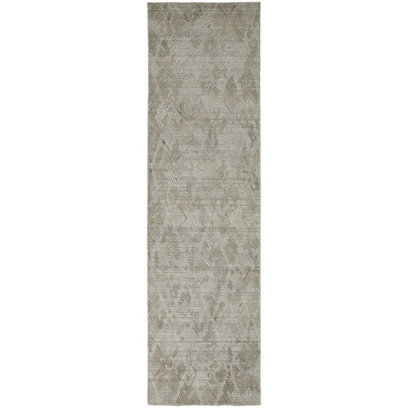 Feizy Elias Modern Abstract, Gray/Taupe, 2'9" x 8' Runner Sheen Fade Resistant Handmade Casual Geometric Floor Rug for Living room Bedroom