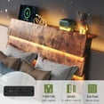 thumbnail image 4 of Feonase Twin Floating Bed Frame with Led Lights and Charging Station, Wood Twin Size Bed Frame with Storage Headboard, Heavy Duty Metal Slats, No Box Spring Needed, Easy Assembly, Vintage Brown, 4 of 7