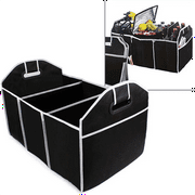 AMAZINGFORLESS Car Trunk Organizer Cargo Organizer Folding Caddy Storage Collapse Bag Bin for Car Truck SUV 3 Section Collapsible Storage Box
