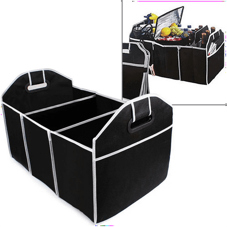 AmazingForLess 3-Section Car Trunk Organizer, Black, Automotive Organizers