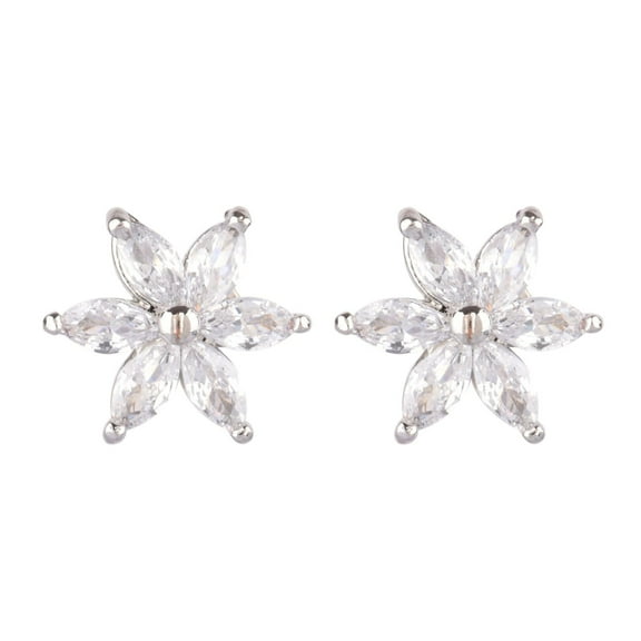 Efulgenz Indian Jewelry Cubic Zirconia CZ Round Floral Stud Earring for Women , White