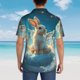 thumbnail image 4 of Balery Cute Angel Winged Rabbit Camisas hawaianas de manga corta para hombre, camisas playeras de corte holgado, camisas de vacaciones con botones,Medium, 4 of 7