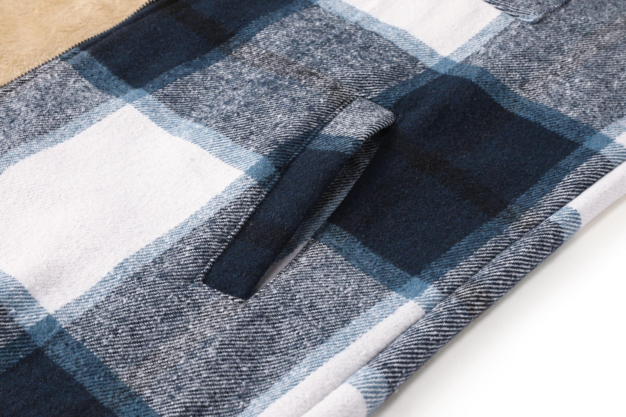 COOFANDY Men's Flannel Hooded Shirt Jacket Plaid Hoodie Zipper Sherpa Lined Winter Thermal Flannel