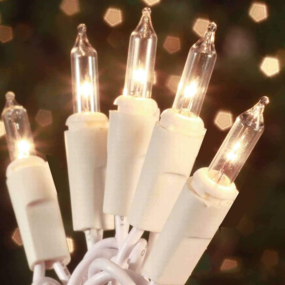 MesaSe Christmas Lights 100 Count Mini Clear Lights 21ft White Wire Christmas Tree String Lights Set for Outdoor Indoor Christmas Decorat