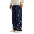 thumbnail image 3 of oqasdz Men's Pants Elastic Waist Spring Fall Star Embroidered Oversizxed Sweat Pants Sports Activities Casual Comfort Soft Outwear, 3 of 5