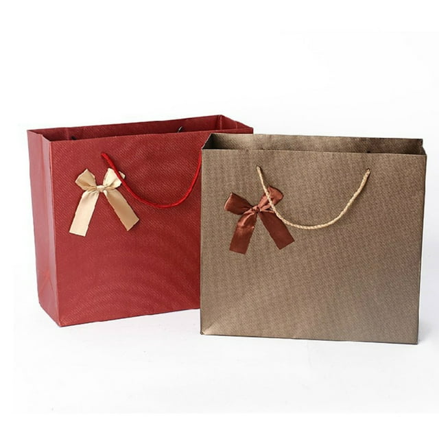 Lubelski Kraft Paper Ribbon Bowknot Treat Present Gift Bag Wedding Birthday Party Favour Gold