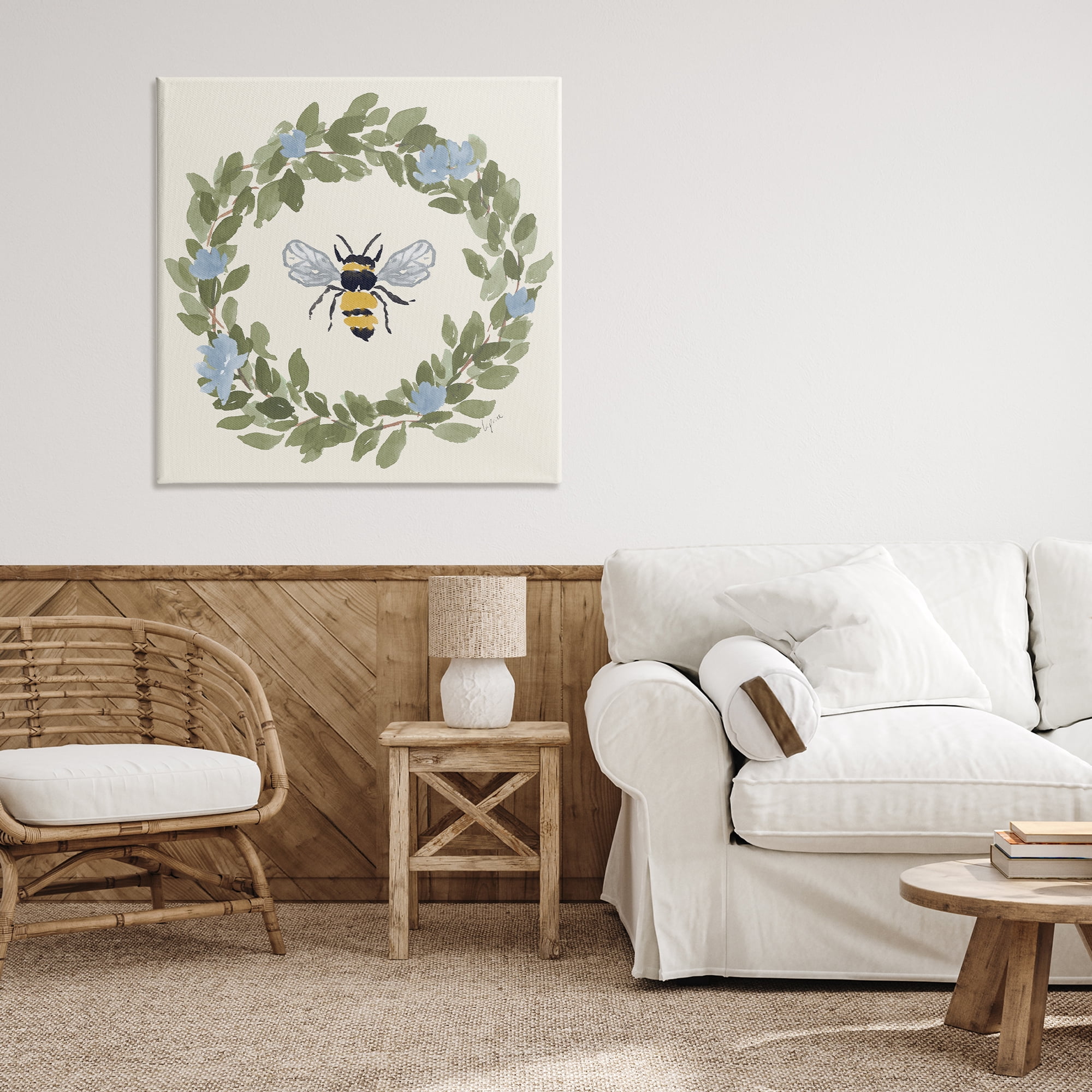 Stupell Industries Bee Celebration Wreath Canvas Wall Art, design by Lucille Price