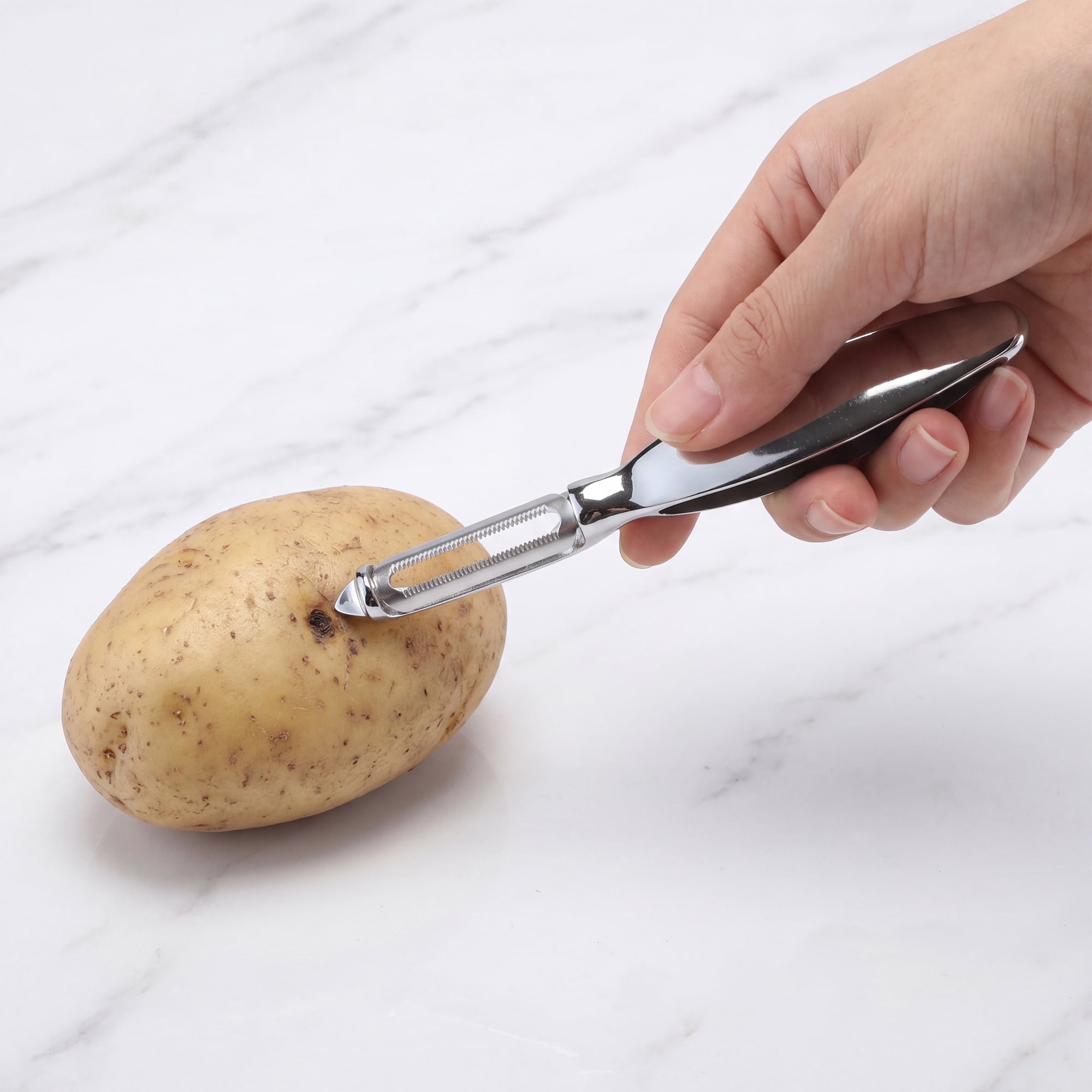 Unique Bargains Useful Stainless Steel Vegetable Peeler with Ergonomic Handle Black