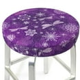 Disketp Purple Snowflakes Stool Covers Round, Super Soft Round Bar