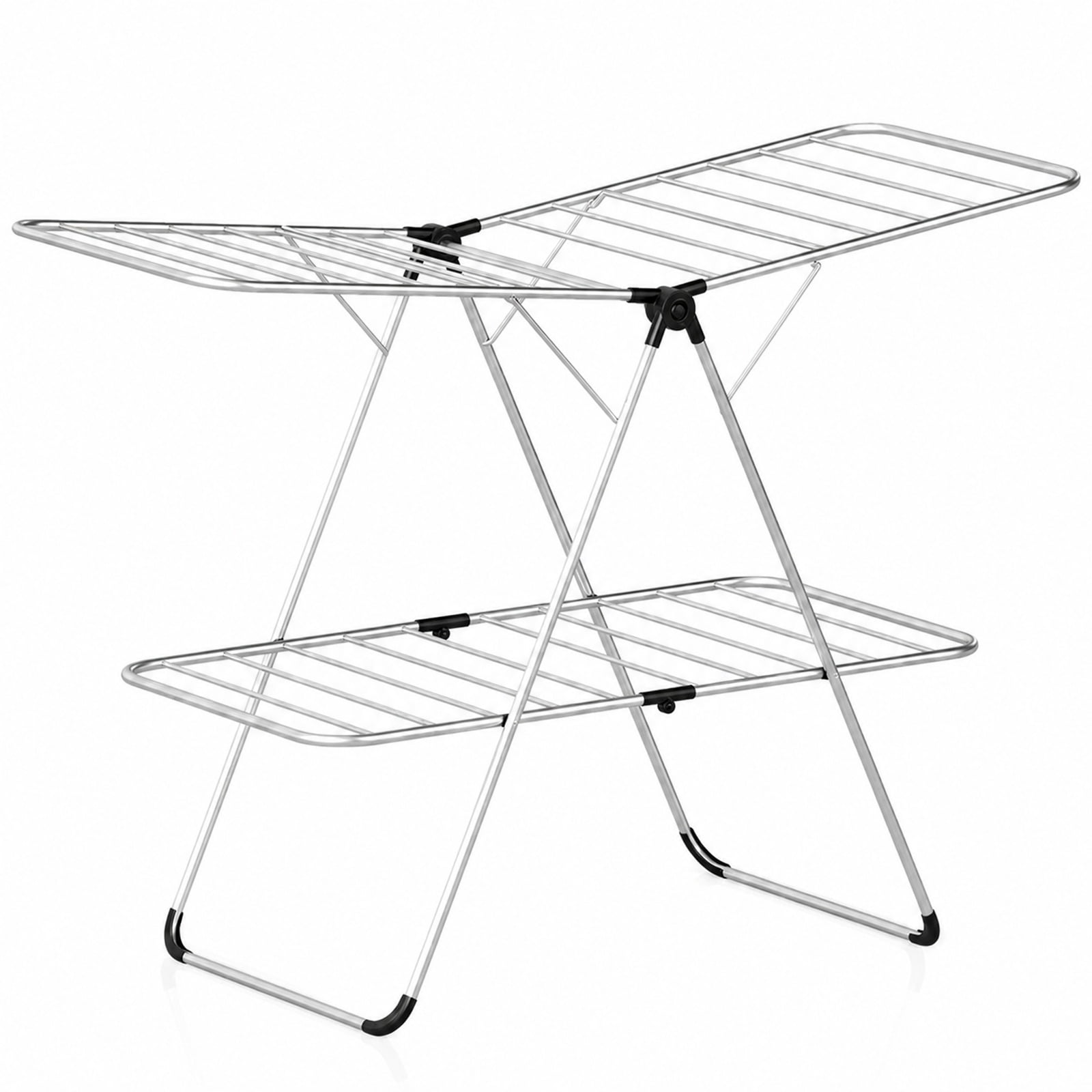 Vebreda Foldable Clothes Drying Rack, Foldable 2-Tier Clothes Drying Rack Heavy-Duty Aluminum Stainless Steel Laundry Airer, laundry drying rack