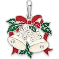 thumbnail image 1 of Sterling Silver Polished Enameled Bells And Holly Pendant - Jbsp, 1 of 5