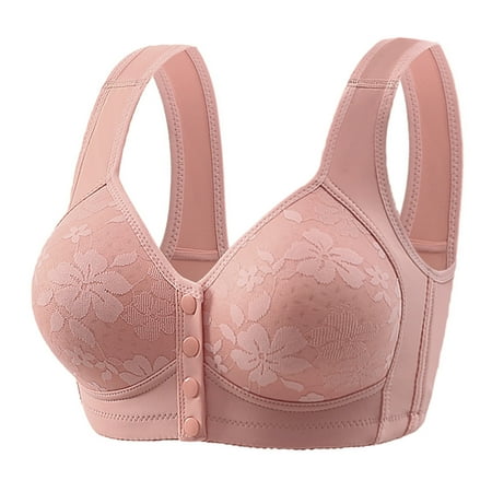 Gnurob Women Front Closure Seamless Bras No Underwire Bra Breathable Push Up Bralettes Beauty Back Smoothing Brassiere Comfort Thin Cup Bralette Clearance Saving Pink 38