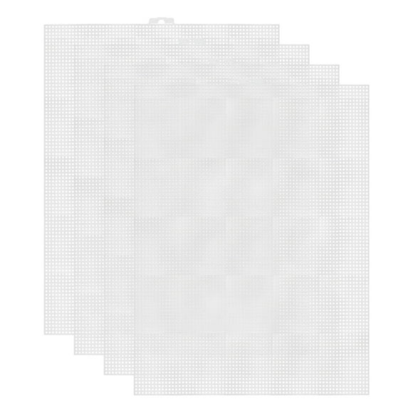 Unique Bargains 4Pcs Plastic Mesh Canvas Sheets 10.24'x13.19' 7 Count 1.8mm Hole Blank Canvas White for Embroidery Needlepoint