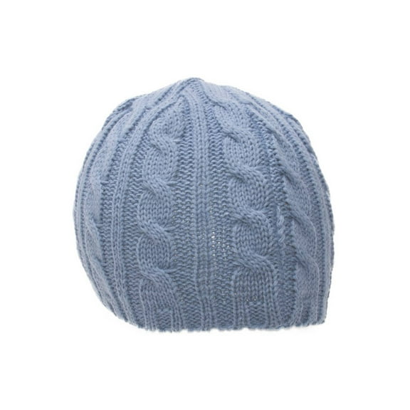 Thick Knitted Cuffless Beanie - Denim Blue