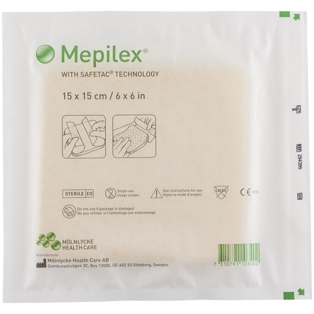 Mepilex Self Adhering Silicone Foam Dressing 6" x 6" 1 Dressing