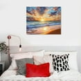 thumbnail image 4 of COMIO BK1875 Wall Art Decor Large Canvas Print Picture Sunrise Ocean Beach 1 Panel Waves Scenery Painting Artwork for Office Wall Decor Home Decoration Stretched and Framed Rea20 x 16in, 4 of 4