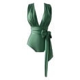 thumbnail image 6 of QHFBli Women's Plunge One Piece Bathing Suit Deep V Neck Swimsuits Crisscross Wrap Tie Monokini High Waisted Swimwear, 6 of 6