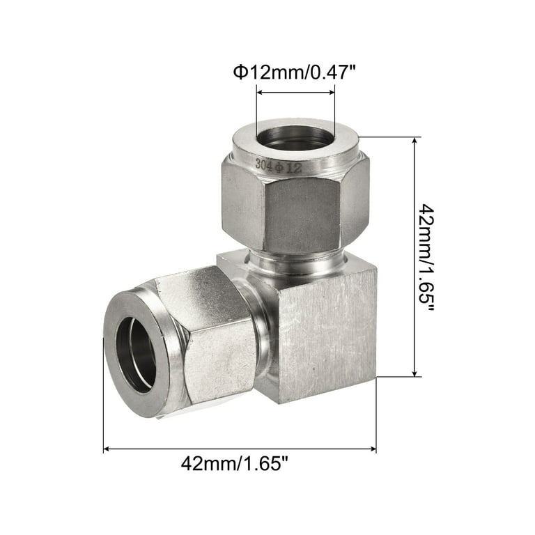Uxcell 90 Degree Union Elbow 12mm to 12mm OD Tube Stainless Steel  Compression Tube Fitting 