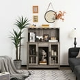 thumbnail image 3 of Costway 2-Door Buffet Bar Cabinet Kitchen Storage Sideboard Wine Rack Glass Holder Grey, 3 of 10